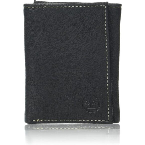 Men's Genuine Leather Black Rfid Blocking Trifold Wallet One Size - Picture 1 of 8
